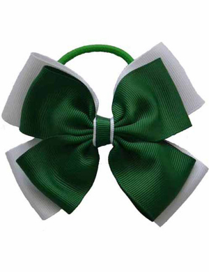 Opal Hair Bobble - Bottle Green & White